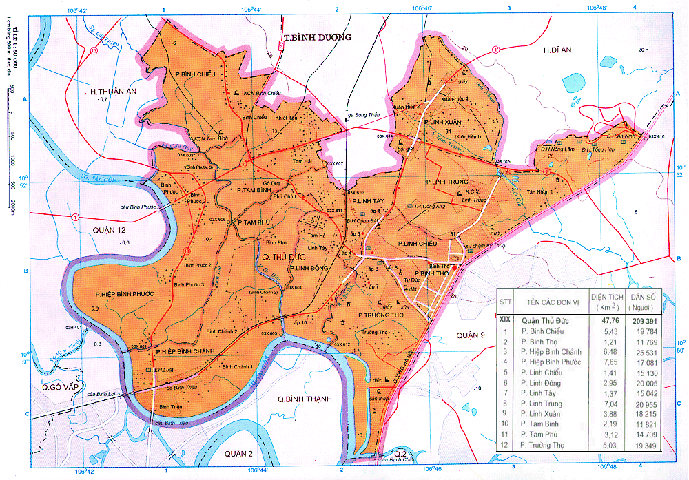 Bản đồ Quận Thủ Đức - Trường học, bệnh viện và trung tâm thương mại Bản đồ Quận Thủ Đức - Trường học, bệnh viện và trung tâm thương mại