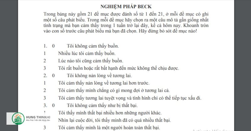 bài test trầm cảm - Cách chấm điểm tổng quát bài test trầm cảm - Cách chấm điểm tổng quát