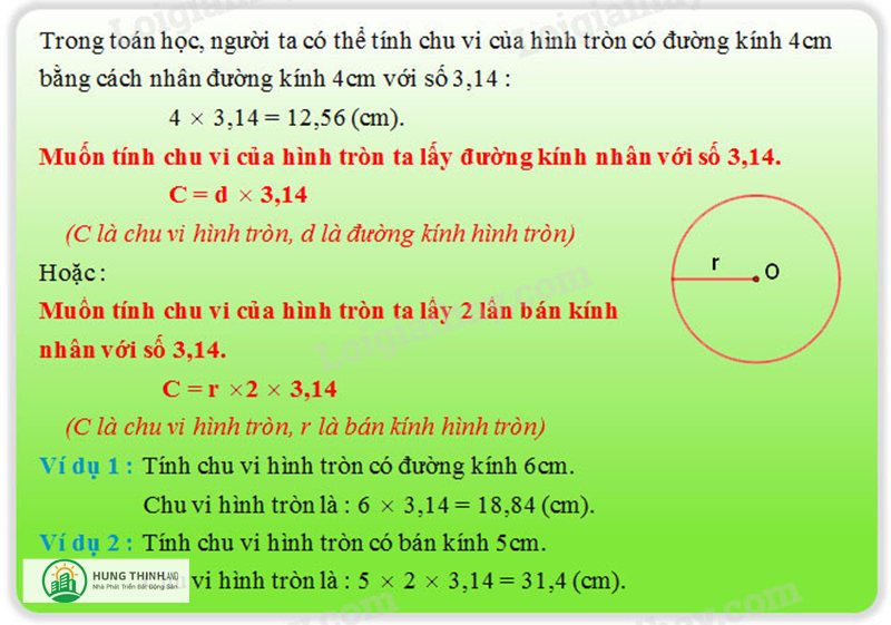chu vi hình tròn - Ví dụ 1: Tính theo bán kính